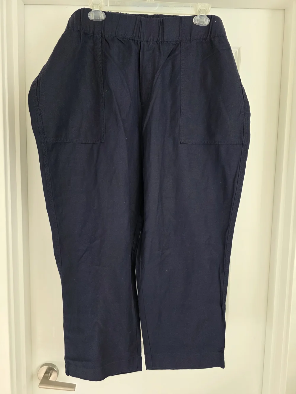 NWT Banana Republic Navy Tapered Crop Pull-On Pants XXL Linen Blend